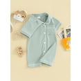 thumbnail image 3 of CIYCuIT Newborn Baby Girls Boys Pajamas Rompers Short Sleeve Contrast Trim Button Shorts Jumpsuit Infant Toddler Casual Summer Bodysuit Sleepwear 3M 6M 12M 18M 24M, 3 of 9