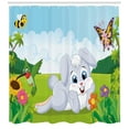 thumbnail image 3 of Ambesonne Rabbit Shower Curtain, Rabbits Grass Bees, 69"Wx75"L, Multicolor, 3 of 3