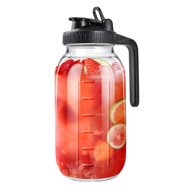 Jarra de vidrio NIJIALGEXPY 1.9L/64oz con tapa y pico