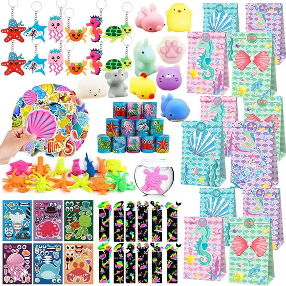 134Pcs Party Favors for Kids, Sea Animal Birthday Party Favors, Christmas Gifts, Goodie Bag Stuffers for Kids, Carnival Prizes, Filler Stuffers Toys for Classroom