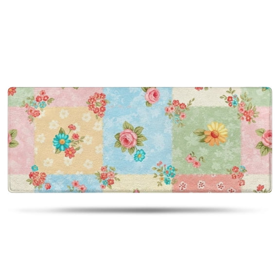 Pioneer Flower Floral Print Pattern Bathroom Rugs Mat, Non Slip Microfiber Bathroom Rug with Rubber Backing, Soft Mats for Bathroom Floor Tub Shower, 24"x60"