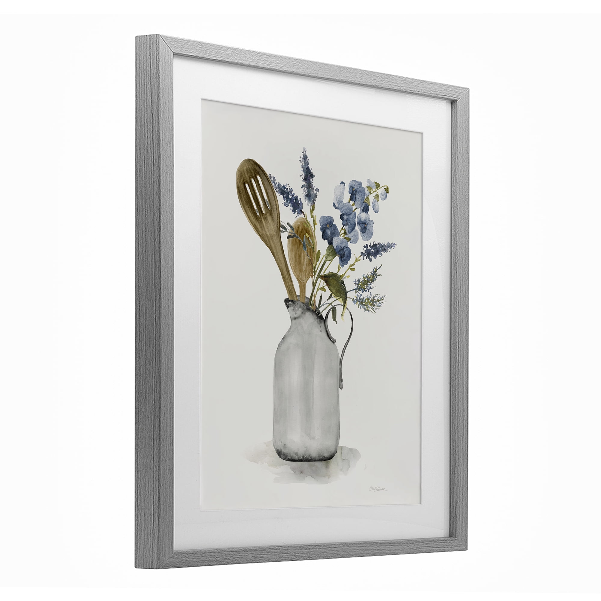 Stupell Industries Vintage Pitcher with Utensils Gray Framed Print Under Glass, design by Carol Robinson