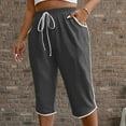 thumbnail image 6 of Jalioing High Waist Lounge Capris for Women Casual Basic Drawstring Capri Pants with Pocket Summer Cropped Trousers, 6 of 7