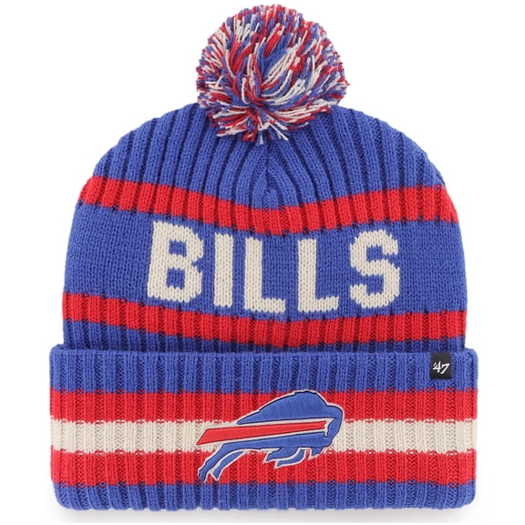 Men's '47 Royal Buffalo Bills Bering Cuffed Knit Hat with Pom