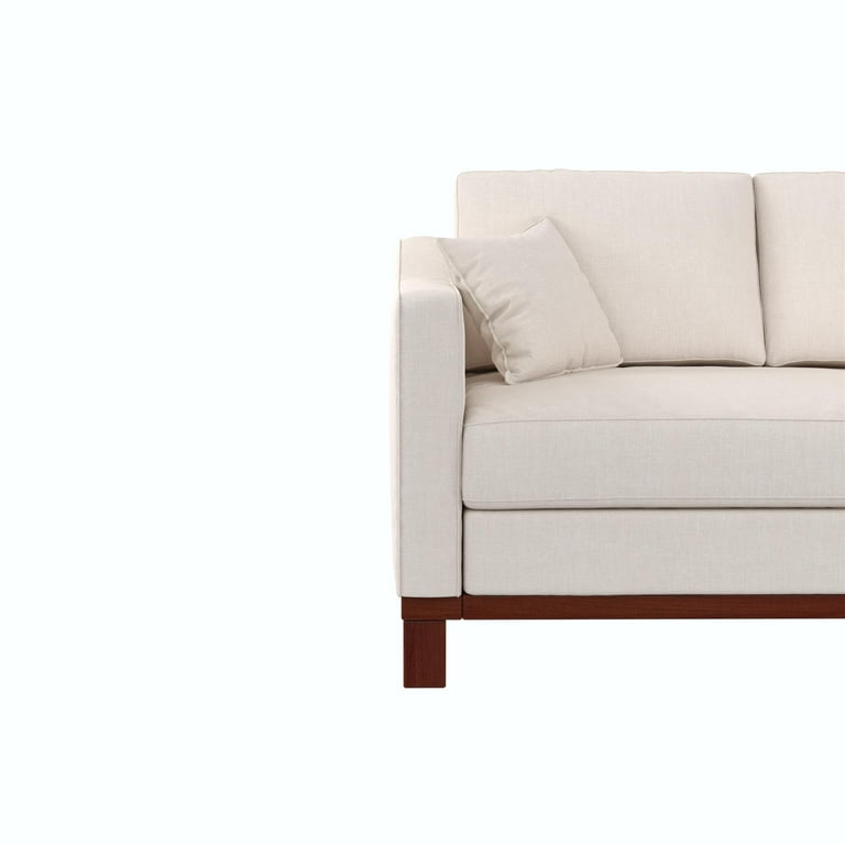 DHP Brooklyn Upholstered Wood Base Sofa with 2 Throw Cushions