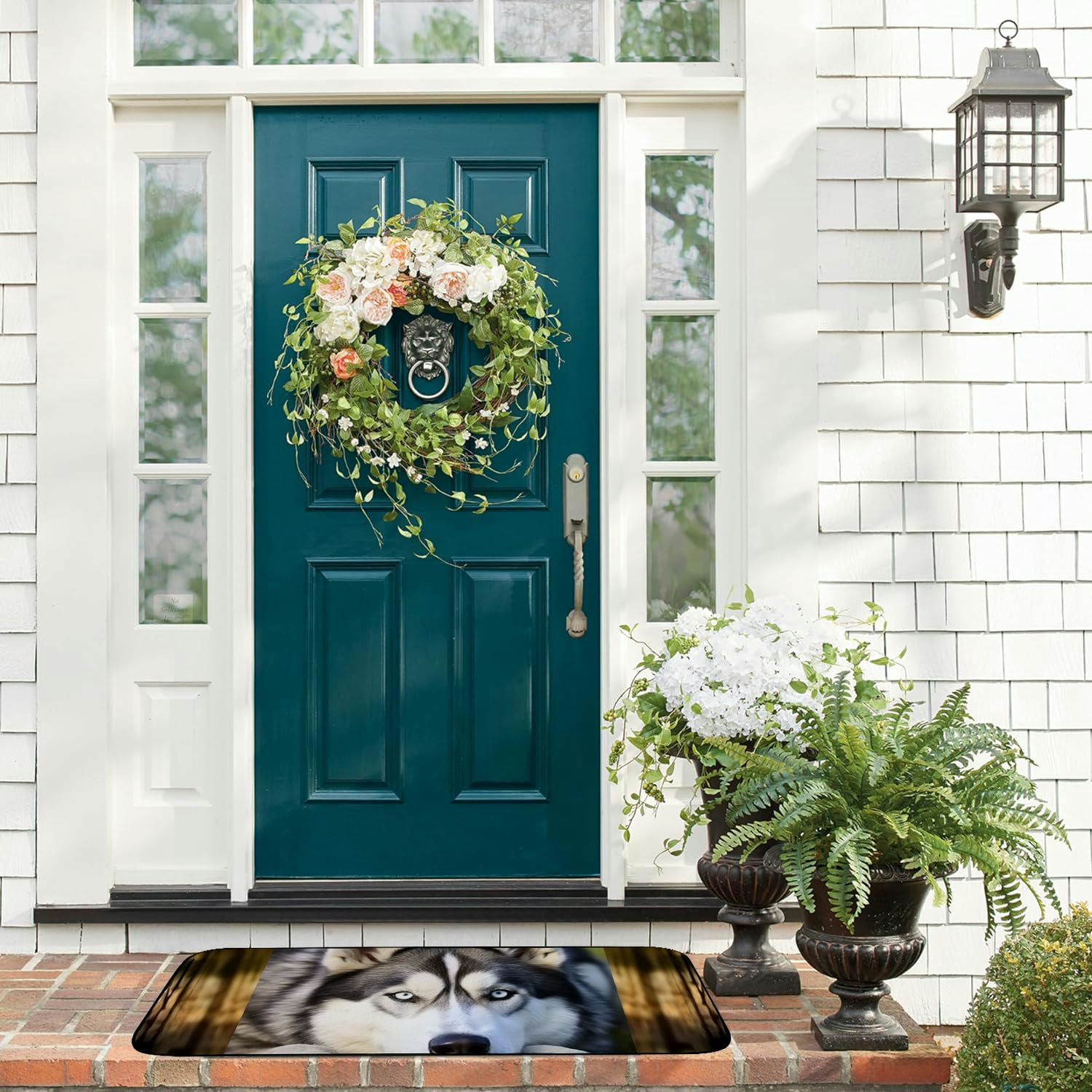 PHYHOO Husky Dog Pattern Door Mat Welcome, Outside Door Mats for Home Entry Floor, Easy to Clean, Patio Doormats 19.68*47.24 in