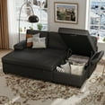 thumbnail image 3 of COPIAE 80” L Shaped Sofa Sleeper, 2 in 1 Pull Out Sofa Bed with Upholstered Cushion, Faux Leather Couch with Storage& Removable Armrest, Modern Comfort Sectional Couch Bed for Living Room Bedroom, 3 of 9