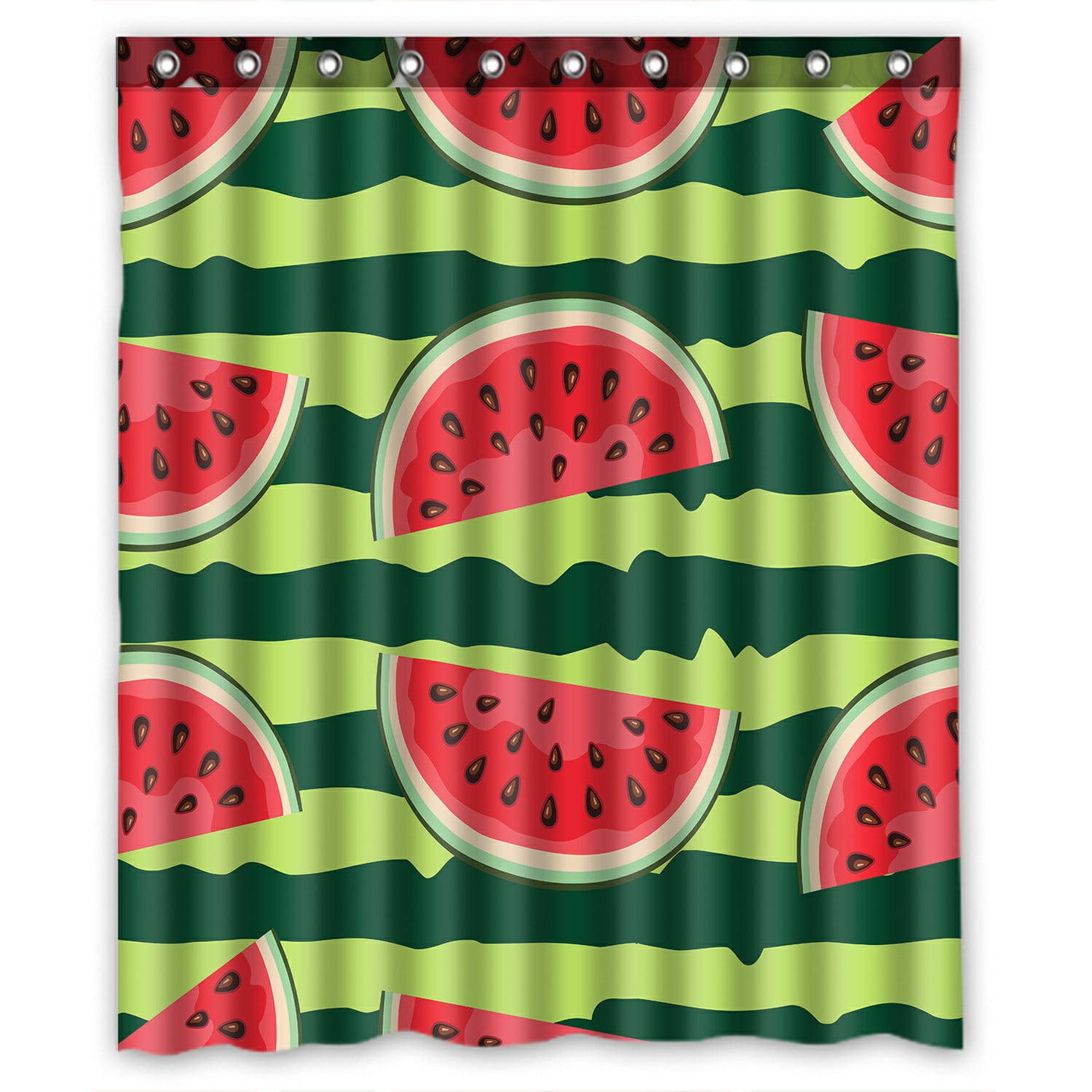 ABPHQTO Red Watermelon Slice On Striped Green Waterproof Polyester