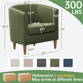 thumbnail image 4 of Barrel Accent Chair Set of 2, Mid Century Modern Upholstered Club Chair with Comfy Armrest and Stable Wood Legs for Bedroom, Living Room, or Reading Corner (Green), 4 of 12