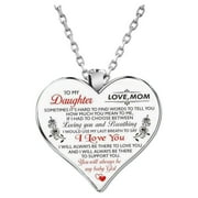 WQQZJJ Necklaces for Women, Mother's Day Sale Deals Women Heart Necklace Unique Gift Party to My Daughter Love Mom Heart Necklace on Clearance