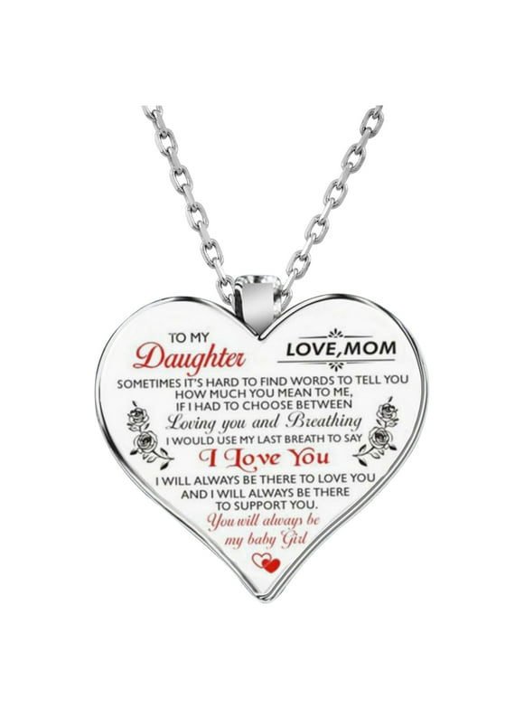 WQQZJJ Necklaces for Women, Mother's Day Sale Deals Women Heart Necklace Unique Gift Party to My Daughter Love Mom Heart Necklace on Clearance