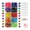 thumbnail image 2 of Dijes de cuentas redondas planas de ojo malvado, cuentas espaciadoras para tobilleras, brazaletes y fabricación de joyas. 10 celosías (ojo del diablo), 2 of 9
