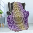 thumbnail image 4 of Yellow and Purple Soft Flannel Fleece Throw Blanket, Mandala Ombre East Tradition Deep Mystic Magic in Cosmos Psychic Image, Cozy Plush for Indoor and Outdoor Use, 50" x 70", Violet, by Ambesonne, 4 of 5