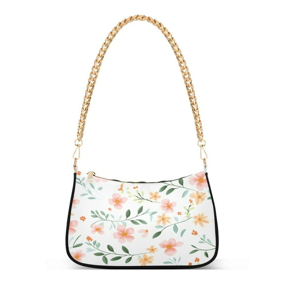 Ryvnso Floral Womens Chain Shoulder Bag Tote Handbags Clutch Hobo Purse with Zipper for Travel