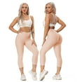 thumbnail image 2 of FITTOO Women High Waist Yoga Capris Ruched Butt Lifting Yoga Pant Booty Textured Leggings, 2 of 5