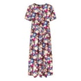 thumbnail image 5 of LOVZFMLL Summer Dresses for Women Short Sleeve A-Line Maxi Dresses Casual Floral Boho T-Shirt Dresses Flowy Beach Sundresses with Pockets Hot Pink A XXL, 5 of 5