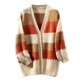 thumbnail image 2 of Weikingp Sweaters for Women,Cardigan European and American Solid Color Mid Length Coarse Sweater Sweater Women Winter Coats for Women Cardigan Sweaters for Women Clearance Orange L, 2 of 5