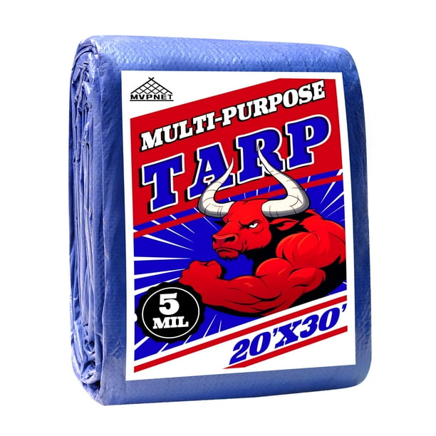 Lona MVPNET de 20 x 30 pies, 100% impermeable, resistente a los rayos UV, azul, 0,13 mm