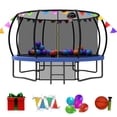 thumbnail image 3 of Witaxima 12FT Kids Trampoline with Safety Enclosure Net, Ladder & Flag Accessories, Outdoor Recreational Blue Trampoline, ASTM Certified, 144in Diameter, 3 of 11