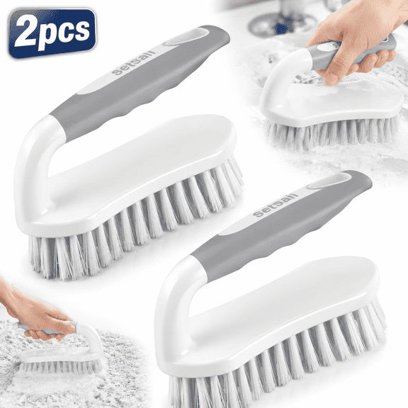 Ustris 2 Pack Scrub Brush, Heavy-Duty Scrub Brushes for Cleaning with Stiff Bristles Cleaning Brush for Shower, Bathroom, Carpet, Kitchen and Bathtub Scrubber