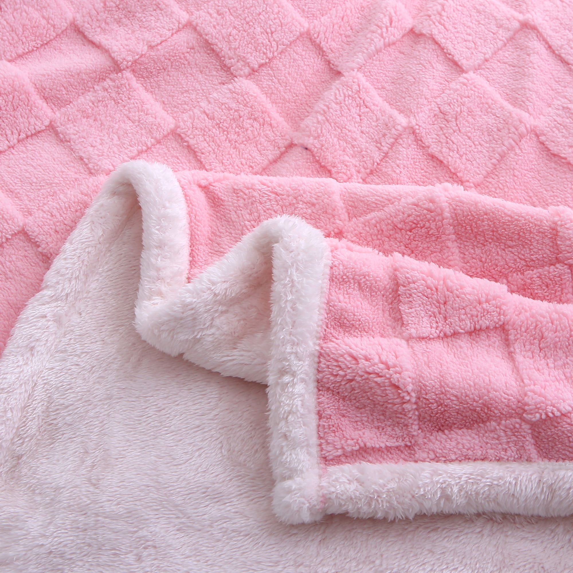 Fleece Twin Blanket for Sofa - Soft Lightweight Plush Cozy Fuzzy Microfiber Checkered Warm Blanket, 60x80 inches, Pink