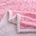 thumbnail image 3 of Fleece Twin Size Blanket for Sofa Pink - Soft Lightweight Plush Cozy Fuzzy Checkered Warm Winter Blanket Microfiber, 60x80 inches, 3 of 6
