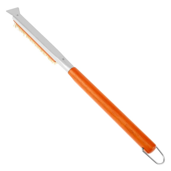 Keyohome Pizza Oven Brush with Stainless Steel Stone Scraper Efficient Oven Brush Cleaner Portable Pizza Stone Brushes with Wood Handle Practical for Home Kitchens
