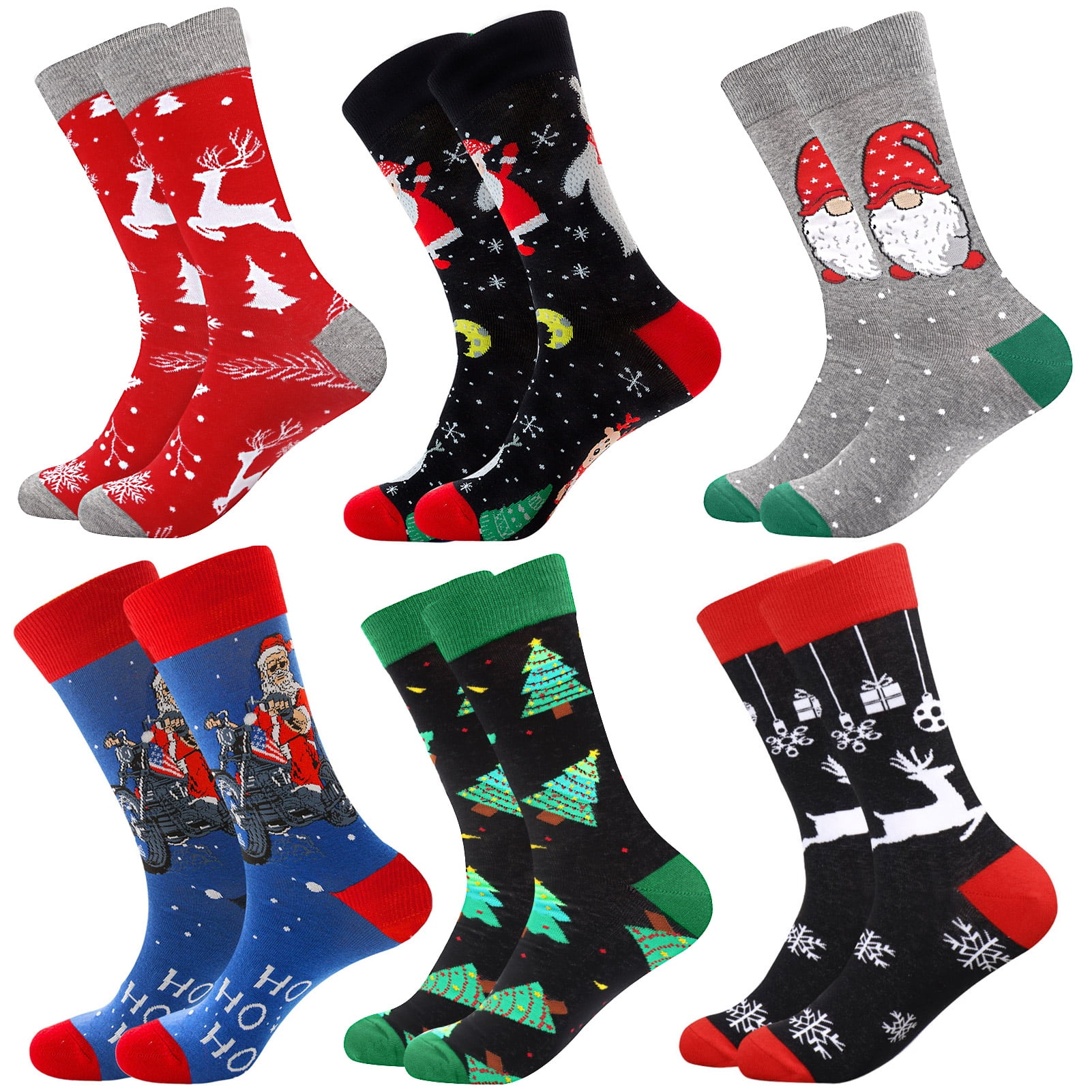 Christmas Socks for Men, Unisex Funny Novelty Cool Crew Dress Socks Gift 6 Pairs - Walmart.com