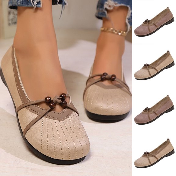 Jamicy Flats for Women Comfortable & Lightweight Leather Mary Jane Flats Versatile Business Casual Dress Shoes Work Office Cute Stylish Everyday Walking Shoes