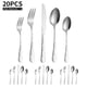 thumbnail image 1 of Juego de cubiertos de acero inoxidable de 20 piezas Juego de cubiertos de cubiertos pulidos con espe Meterk  Silver, 1 of 7