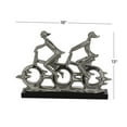 thumbnail image 3 of 18" x 13" Silver Polystone People Sculpture with Bike, by DecMode, 3 of 8