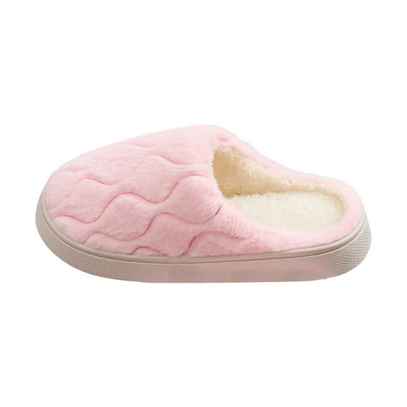 Daznico Women's Plush Winter Slippers - Cozy Non- Indoor House Shoes with Wave for Home Comfort,Color:Pink,Size:8.5