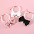 thumbnail image 4 of 1Pcs Cute Girl Cat Collar, Fancy Dog Pearl Necklace Collars Adjustable Pearl Dog Cats Collars with Big Bows for Small Dogs and Cats, Pink + White + Black, 4 of 6