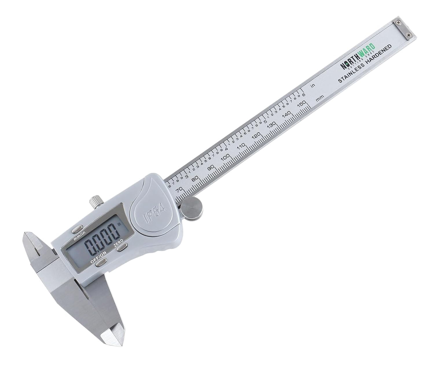 Digital Caliper, 0-6''/0-150 mm Range by 0.0005''/0.01 mm Resolution, Large LCD, Ip54 Water Resistant, 2015-0150
