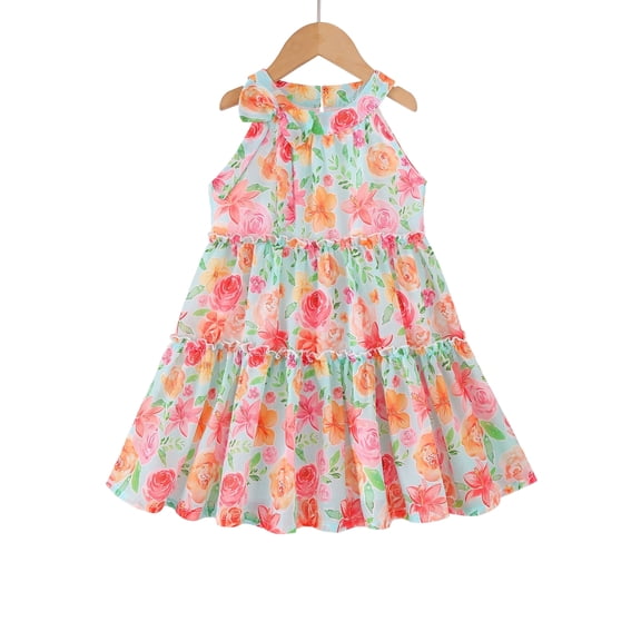 Kids Girls Clothes Big Girl Floral Dress 7Y Girls Summer Dress 8Y Girls Sleeveless Halter Dress Multicolor