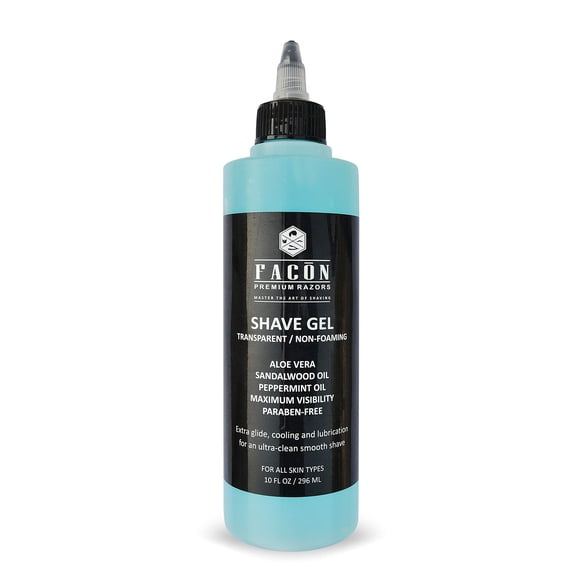 Fac?n Gel de afeitado transparente sin espuma con aloe vera calmante para la piel, mentol refrescante, aceite de menta, aroma a aceite de sándalo, deslizamiento extra para un afeitado suave y ultra li