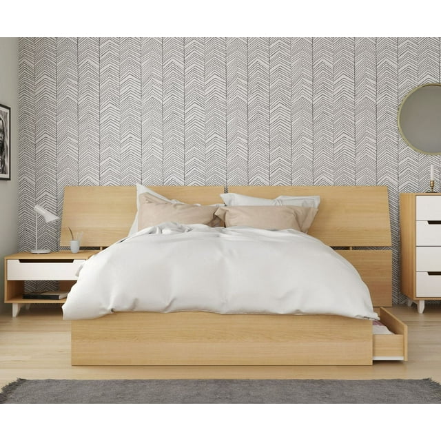 Ensemble de chambre à coucher 3 pièces Faro, Érable Naturel et Blanc