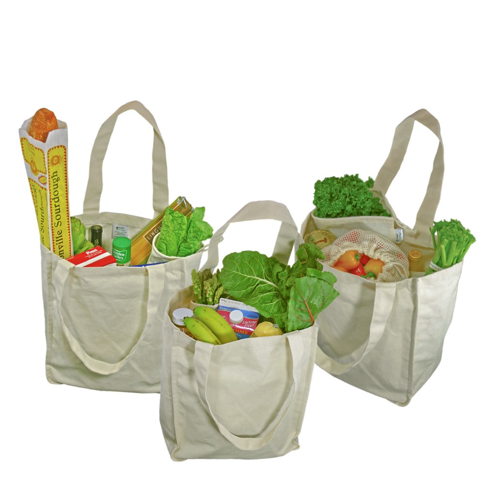 Simple Ecology Organic Cotton Deluxe Reusable Grocery Shopping Bag with