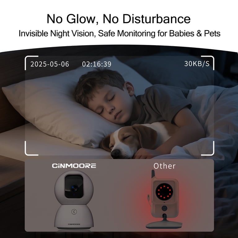 3K UHD Pan/Tilt Indoor Security Camera With FREE AI Face Recognition - No Monthly Fee, 64GB SD Card Included