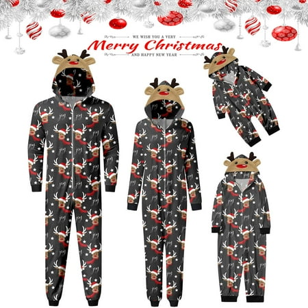 

Cathalem And Pajamas for Family Babys Merry Christmas Sets Dark Grey Prints Hooded Christmas Pajamas for Family And Dog Set Suit Dark Gray 6-9 Months