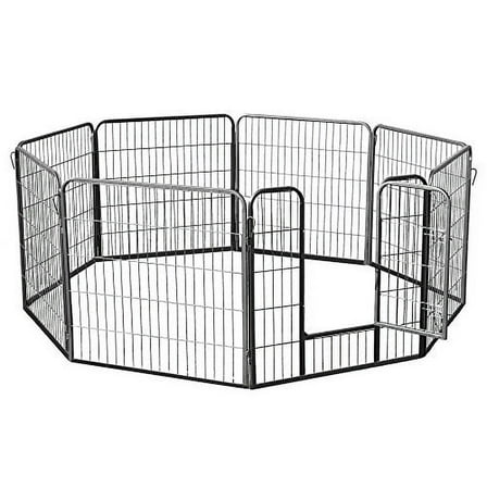 Pet Exercise Pen with Door, 8 Panels Portable Puppy Cage, Metal Dog Playpen Indoor Outdoor Fence 40-Inch (Black)