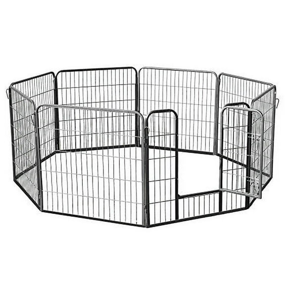 Pet Exercise Pen with Door, 8 Panels Portable Puppy Cage, Metal Dog Playpen Indoor Outdoor Fence 40-Inch (Black)