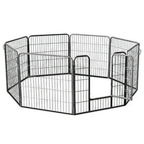 Pet Exercise Pen with Door, 8 Panels Portable Puppy Cage, Metal Dog Playpen Indoor Outdoor Fence 40-Inch (Black)