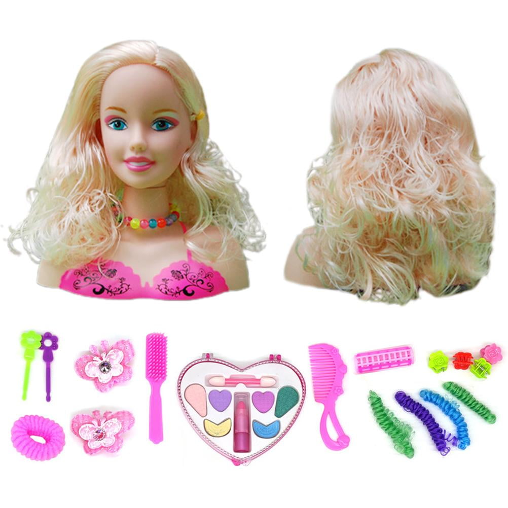 Kids Fashion Toy Children Makeup Pretend Playset Styling Head Doll