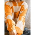 thumbnail image 4 of Women'S Fall Fashion Crew Neck Long Sleeve Lattice Ribbed Knit Loose Pullover Sweater Tops Orange S, 4 of 9