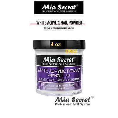 Mia X Pics Mia Secret 4 OZ Acrylic Nail 3D FRENCH WHITE Powder Professional Nail SYSTEM + Free Temporary Body Tatoo! ()