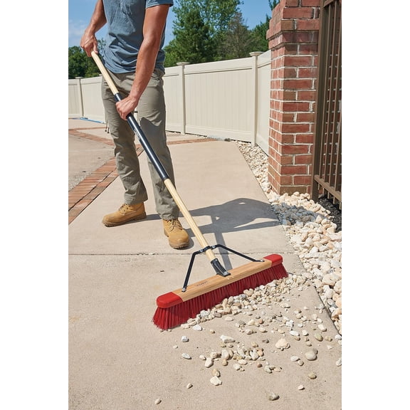 24 Inch Premium Indoor/Outdoor Wet/Dry Push Broom with Wood Handle