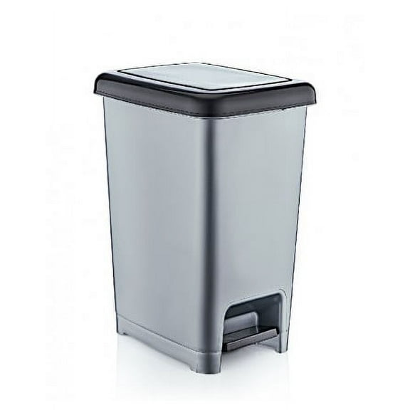 Superio Slim Pedal Trash Can, 26 Qt. (Grey)