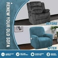 thumbnail image 3 of Enova Home Real Velvet Spandex Recliner Chair Slipcover with Elastic Bottom Side Pocket (Peacock Blue), 3 of 6