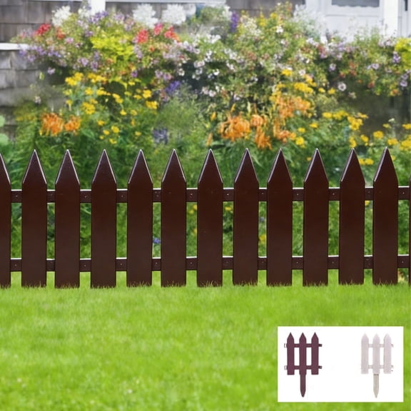 Plastic Garden Fence, Coffee Brown Courtyard Border for Flower Beds, Lawn Edging and Pathway Borders, Decorative Outdoor Yard Fencing (1 Pc)